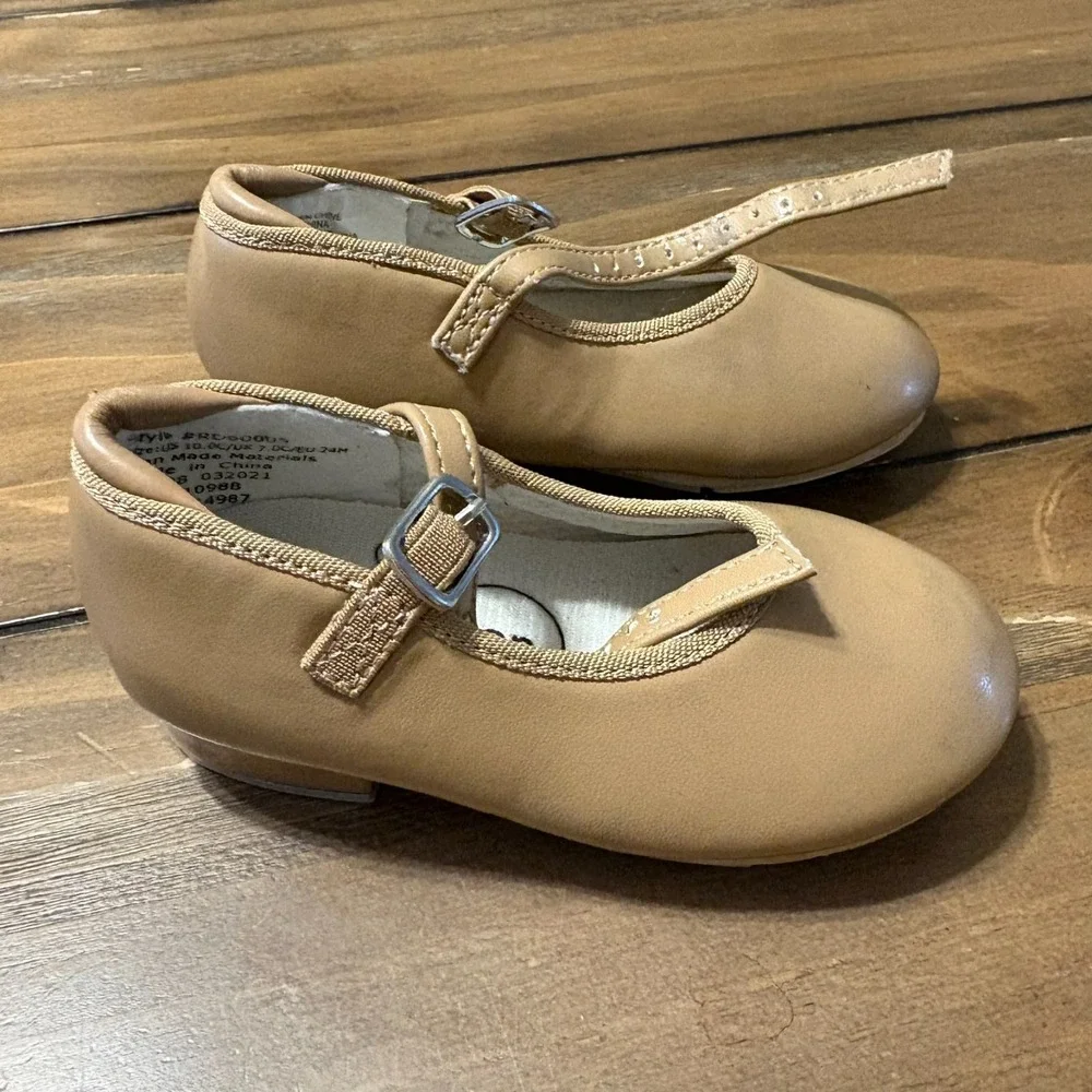 Evolution Dancewear Kids Tap Shoes Tan Mary Jane Buckle US‎ Size 10.0C RD60005